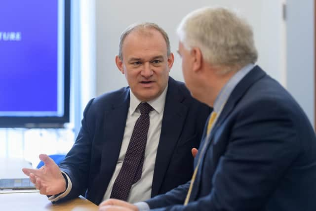 Pictured is: Ed Davey speaks with Gerald Vernon-Jackson

Picture: Keith Woodland (050321-11)