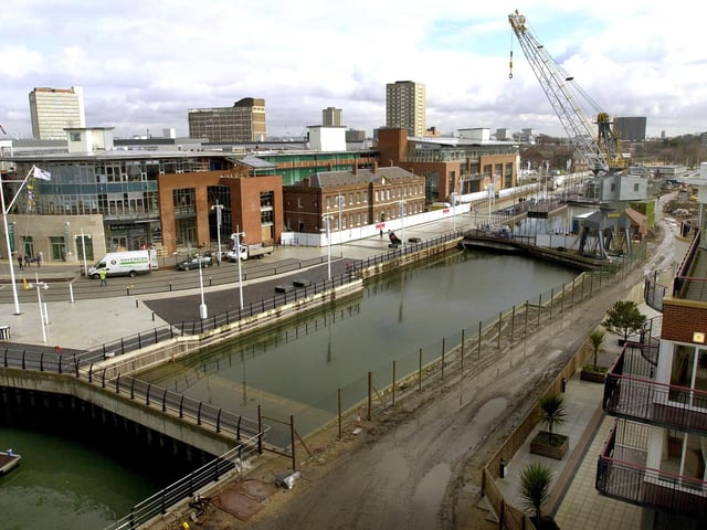Vernon pool, a view from the upper penthouse level of Blake House, looking towards the commercial development in Gunwharf Quays, Old Portsmoouth. Picture: Michael Scaddan. 011686-0086