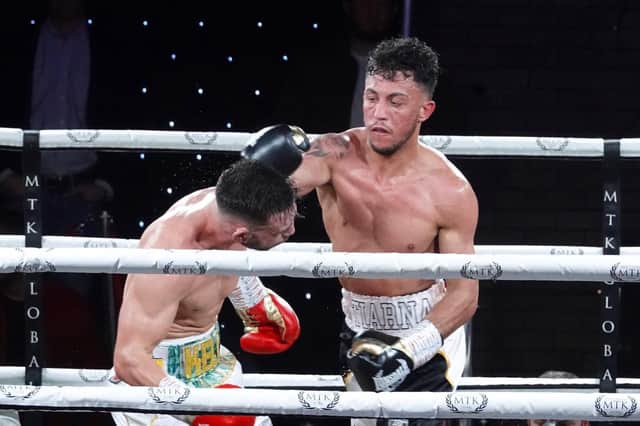 Michael Mckinson on his way to victory over Ryan Kelly at the Brentwood Centre in December 2019. Picture: APC Visuals