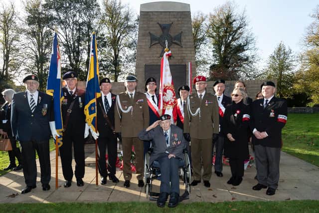 Otton Hulacki, 99 with members of British Legion, members of the Polish military and members of SPPW. Picture: Keith Woodland (071121-159)