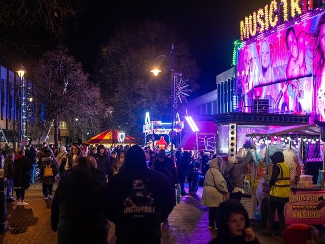 Gosport Christmas lights switch on Gosport High Street. Pictured is crowds at event.