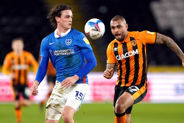 Rasmus Nicolaisen and Josh Magennis at Hull. Pic: Zac Goodwin/PA Wire.