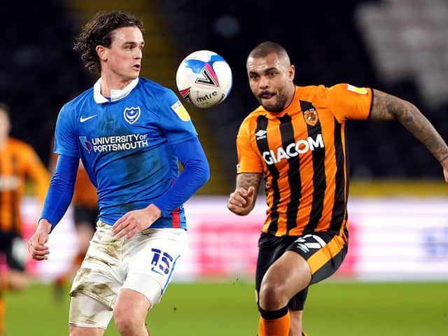 Rasmus Nicolaisen and Josh Magennis at Hull. Pic: Zac Goodwin/PA Wire.