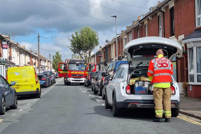 Firefighters were called to some burnt chicken left cooking unattended in North End this afternoon. Picture: Stuart Vaizey