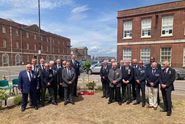 Forty one years to the day HMS GLAMORGAN returned home to Portsmouth members of the Ship’s company gather to unveil a plaque remembering lost shipmates in the Royal Naval Association’s Memorial Garden.