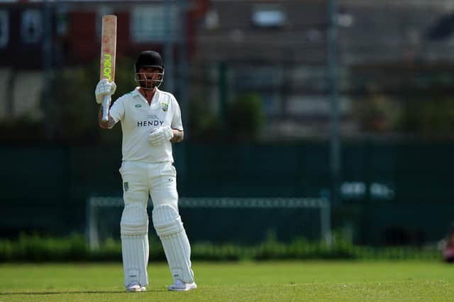 Sarisbury's Simon Orr acknowledges the applause as he reaches his 50 against Kerala.
Picture: Chris Moorhouse