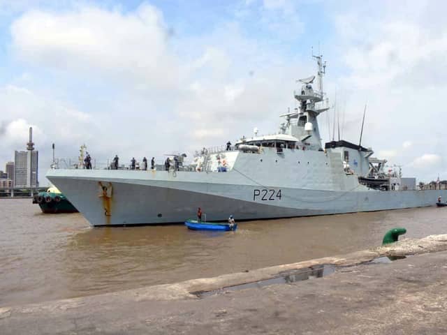 HMS Trent in Lagos. Picture: Royal Navy