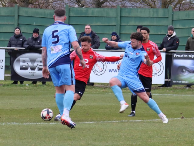 Josh Benfield scores Fareham's first leveller. Picture by Ken Walker