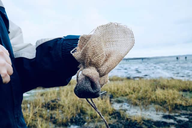Hessian sack containing seagrass seeds Picture: Elenya Lendon