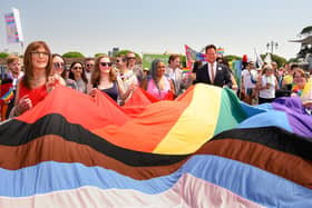 Pictured is: MP Stephen Morgan with a group in the Portsmouth Pride parade.


Picture: Keith Woodland