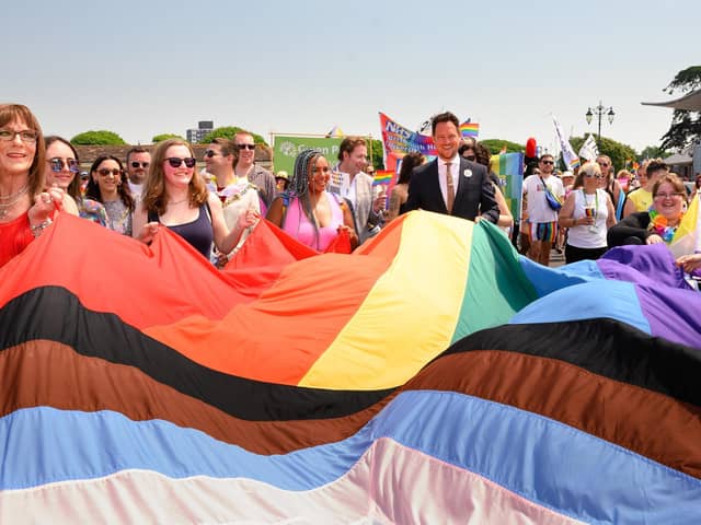 Pictured is: MP Stephen Morgan with a group in the Portsmouth Pride parade.


Picture: Keith Woodland