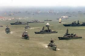 Tuesday June 28, 2005 Vessels assembled off Spithead at Portsmouth during the Review of the Fleet. As well as warships from navies around the world, the gathered vessels include tall ships, lifeboats, cruise liners and representatives from all sectors of the maritime industry.  See PA Story SEA Trafalgar. PRESS ASSOCIATION Photo. Photo credit should read: Chris Young/PA