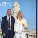 Professor Graham Galbraith with 2023 winner Dr Alison Habens - Outstanding Contribution to the Local Community