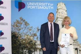Professor Graham Galbraith with 2023 winner Dr Alison Habens - Outstanding Contribution to the Local Community