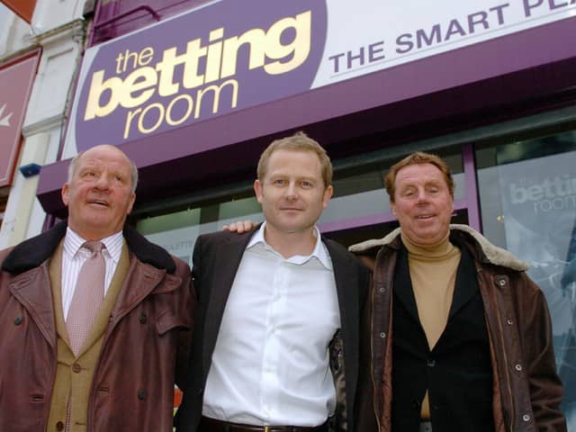 Harry Redknapp and Jim Smith with Peter Higgins to open the new Betting Room at 19 Albert Road, Southsea in February 2006 (060864-47)