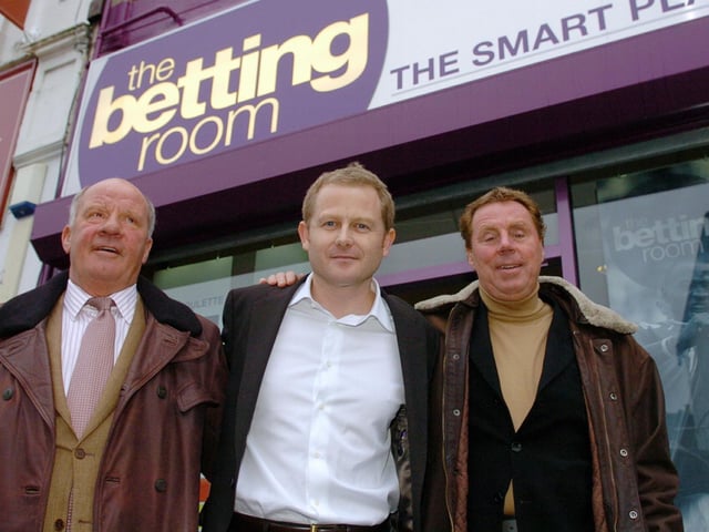 Harry Redknapp and Jim Smith with Peter Higgins to open the new Betting Room at 19 Albert Road, Southsea in February 2006 (060864-47)