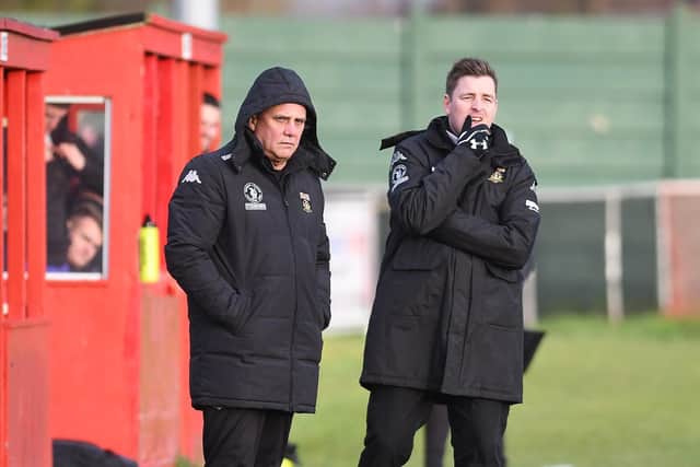 Pete Stiles, left, has stepped down as Fareham Town manager - a role he has held since January 2017.
Picture: Neil Marshall