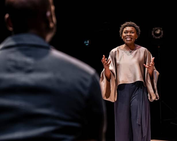 Rakie Ayola and Jack Benjamin in Mom, How Did You Meet The Beatles? At Minerva Theatre, Chichester, June/July 2023. Picture by The Other Richard