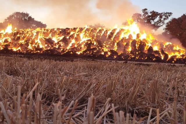 On Thursday, August 11,  an 800-tonne pile of straw in Overton caught alight with fire engines, water carriers and Land Rovers responding.