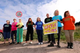 Let's Stop Aquind protesters, Fort Cumberland car park, Eastney
Picture: Chris Moorhouse   (jpns 131021-11)