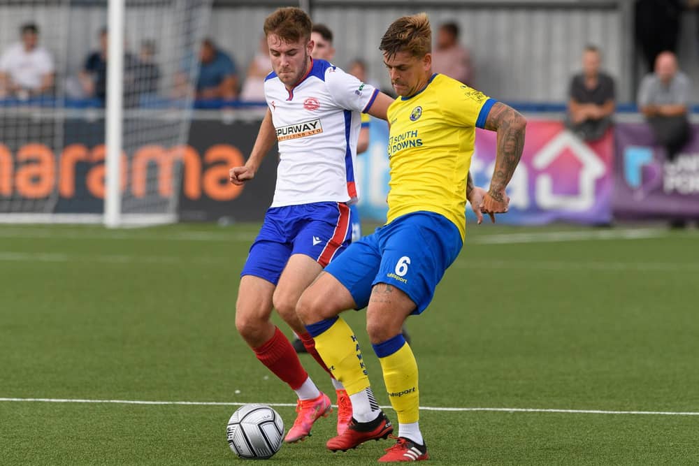 Harvey Rew, left, has featured for Gosport in pre-season. Picture: Keith Woodland (310721-238)
