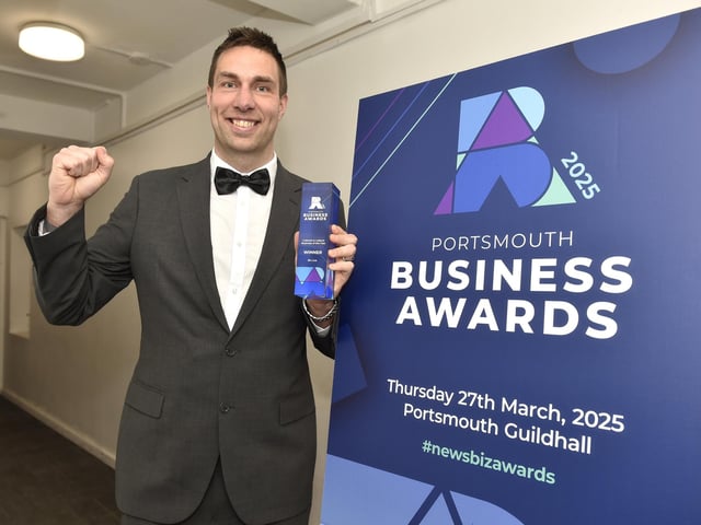 Rob Cunningham, director of leisure and business development at BH Live, celebrates winning the Cultural or Leisure Business of the Year award.  Picture: Sarah Standing (270325-1290)