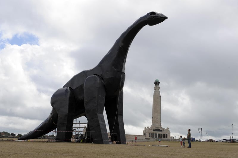 When exploring Southsea Common, I was intrigued by the miniature "Luna Park" dinosaur statue - and it turned out that the story behind it was more bizarre than anything I could have speculated. A 53-foot high ‘Southsea Dinosaur’, visting the city as part of an art tour, burned down in 2011 due to an electrical fault.
