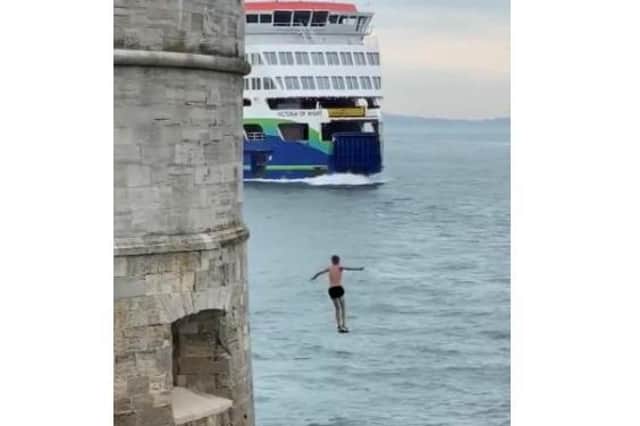A warning has been issued after youths were seen putting their lives at risk by tombstoning in Old Portsmouth. Photo: Twitter/Proud of Portsmouth