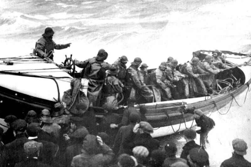 The launch of the lifeboat off Southsea beach in 1911. The life-boat station is now located at the entrance to Langstone Harbour on the eastern shore of Portsea Island. Lifeboat. Picture: Courtesy of Ray Butcher