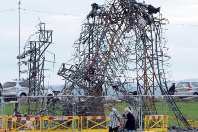 The ultrasaurus sculpture on October 2, 2010, after the fire