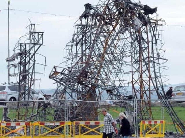 The ultrasaurus sculpture on October 2, 2010, after the fire