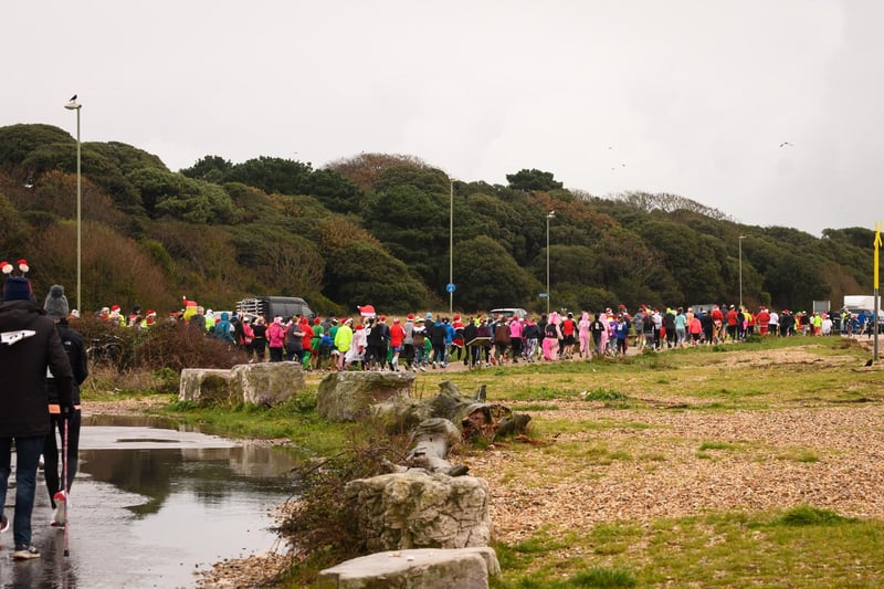 A large crowd of festive runners attended the Christmas Pud 5k at Stokes Bay, Gosport