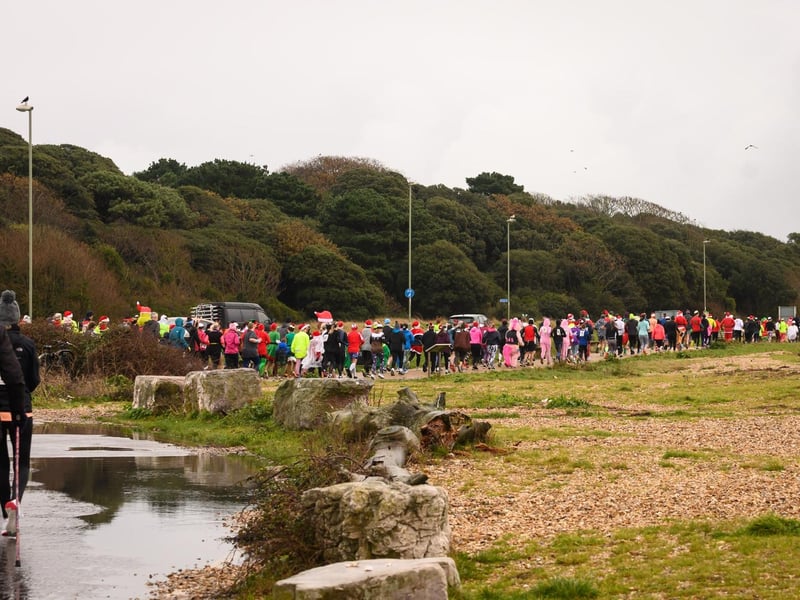 A large crowd of festive runners attended the Christmas Pud 5k at Stokes Bay, Gosport
