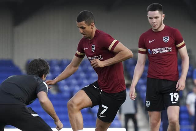 Pompey loanees Gassan Ahadme, left, and George Hirst