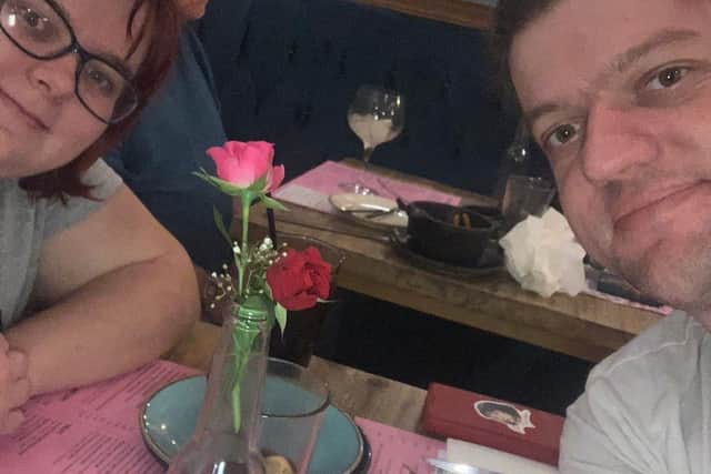 Chris and Kate Peskett out for dinner on Valentines Day at Four London Road, Horndean.