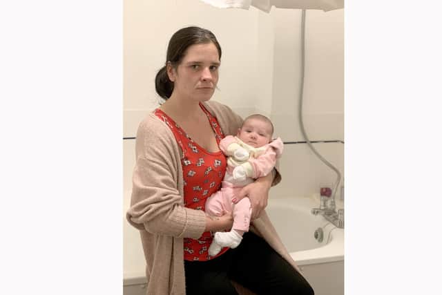Zoey Tauqir and her daughter Lucy, from Southsea, have been left without hot water in their bathroom since October.