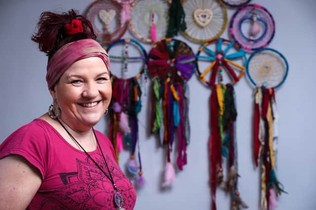 Jayne Terry has started a business making and selling dream catchers. Pictured at her home in Gosport   Picture: Chris Moorhouse      (270221-24)