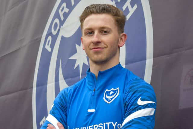 Denver Hume makes his Pompey debut in tonight's encounter with Charlton. Picture: Portsmouth FC