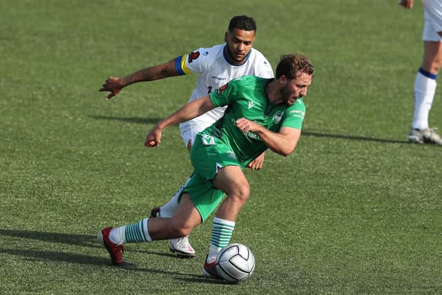 Joe Iaciofano in action for Oxford City on his Westleigh Park return. Picture by Dave Haines.