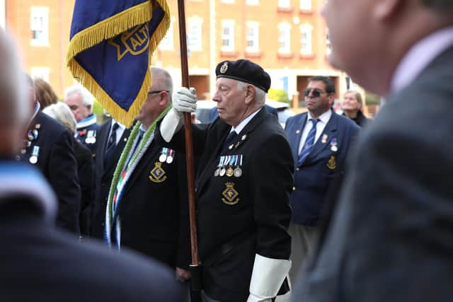 Gathering at the Square Town in Old Portsmouth for the 80th anniversary of the sinking of HMS Hermes 9 Ceylon 1942. Picture: Sam Stephenson.