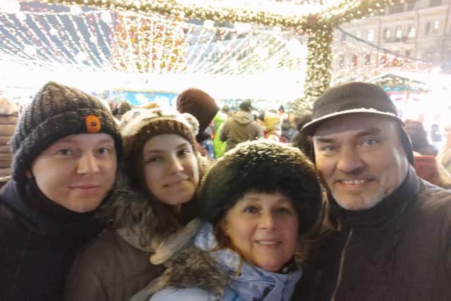 Andrii Zharikov, his mum Tetyana Zharikova, dad Victor Zharikov and sister Anna-Maria Zharikova