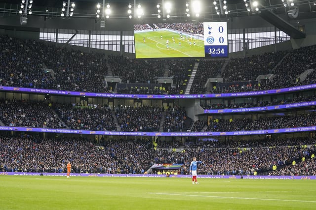 Pompey fans at the Tottenham Hotspur Stadium.