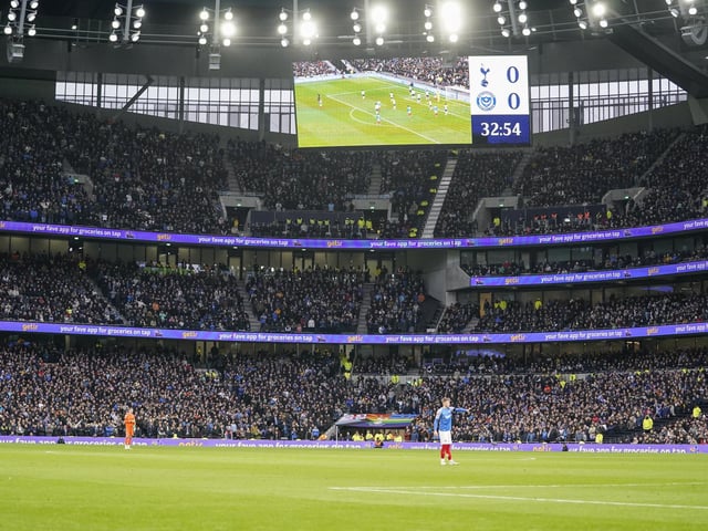 Pompey fans at the Tottenham Hotspur Stadium.
