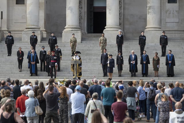 The proclamation of King Charles III in Guildhall Square in Portsmouth on September 11, 2022.