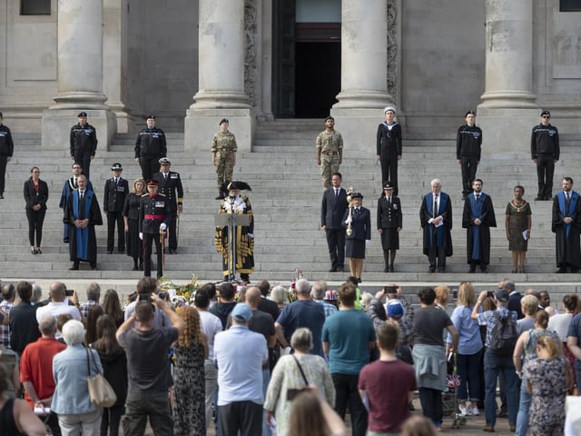The proclamation of King Charles III in Guildhall Square in Portsmouth on September 11, 2022.