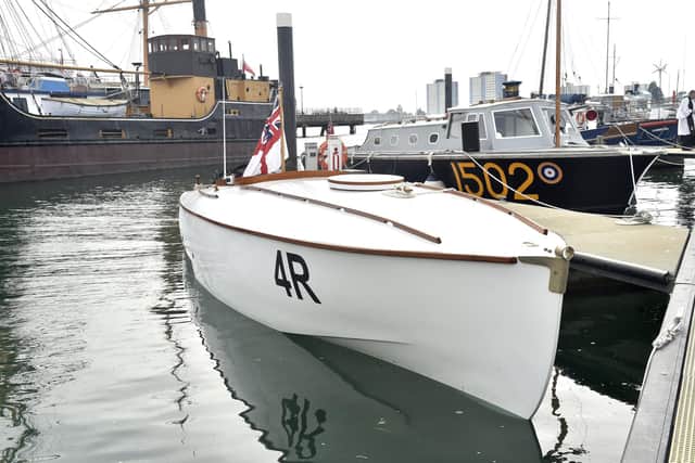 Speedy and lethal WWI naval vessel, Coastal Motor Boat 4 took to the Solent on Friday, September 8, at Boathouse 4 at the Portsmouth Historic Dockyard in the form of a fully active and meticulously built replica, CMB4R (R for replica), thanks to six years of research and hard graft by a team of 35 dedicated volunteers and partners of the Portsmouth Naval Base Property Trust (PNBPT).
Picture: Sarah Standing