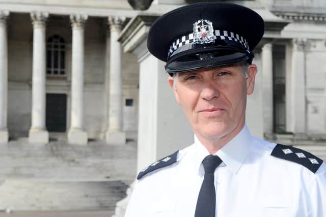 Chief Inspector Rob Mitchell in Guildhall Square, Portsmouth. Picture: Sarah Standing (040319-701)