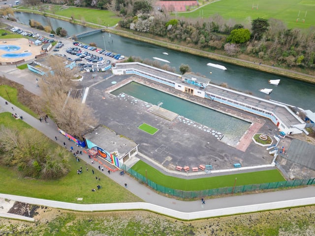 Artists from around Portsmouth at the Hilsea Lido creating their individual art pieces as part of the Hilsea Lines project. Picture: Solent Sky Services