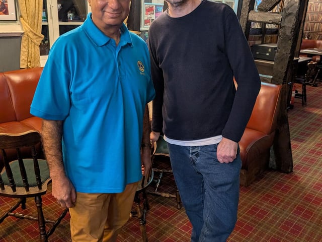 Gary Parker with Sanjay Dave, fundraiser for Swanwick Lions