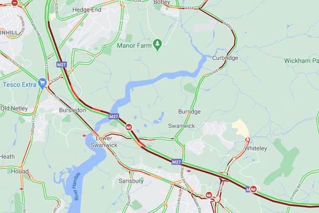 Google Maps show traffic on M27 this afternoon.